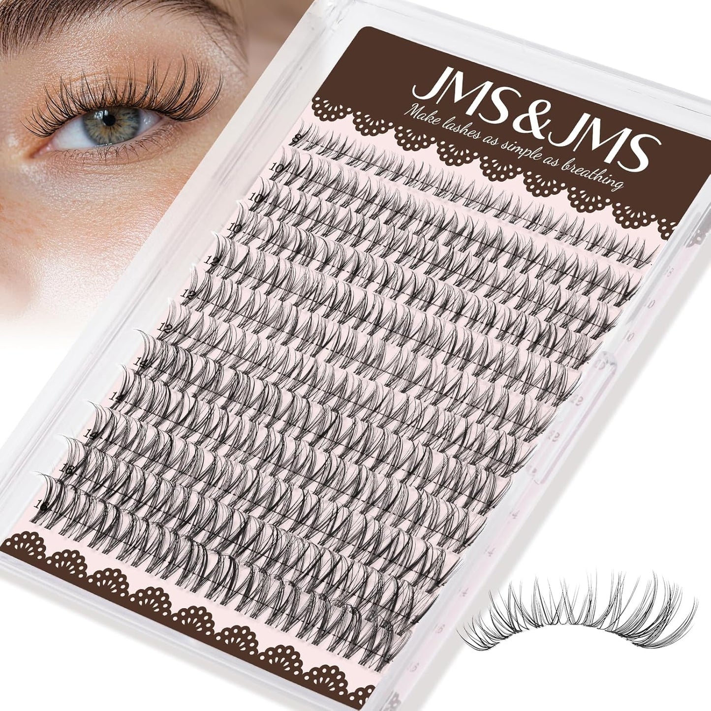 Fairy Lash Clusters Kit - Natural Invisible Band Manga Lashes | Eyelash Applicator & Bond for Beginners (Fairy-8-18mix)