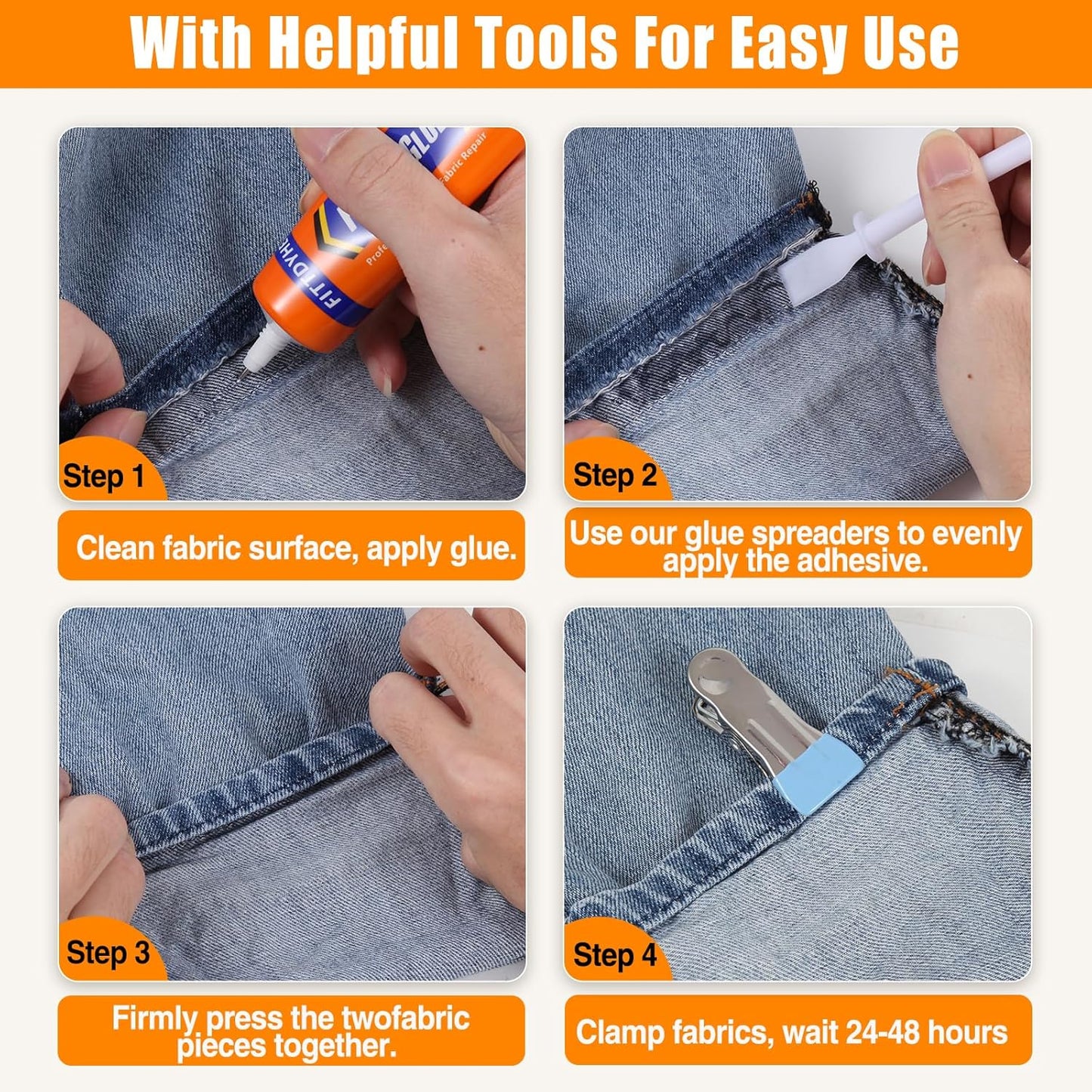 Fabric Glue - Permanent Washable Clear Adhesive for Rhinestones, Patches, Denim & More | 60 ML