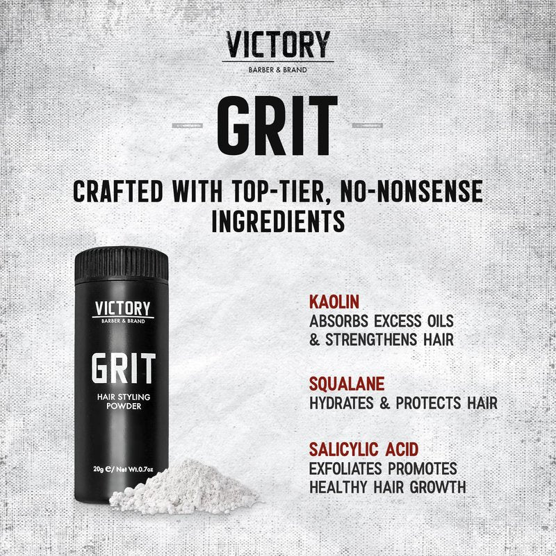 Victory Barber & Brand Grit Texture Powder For Men Barbershop Hair Powder Made in the USA | Composite Clay Styling Powder | styling powder for men 0.35 oz