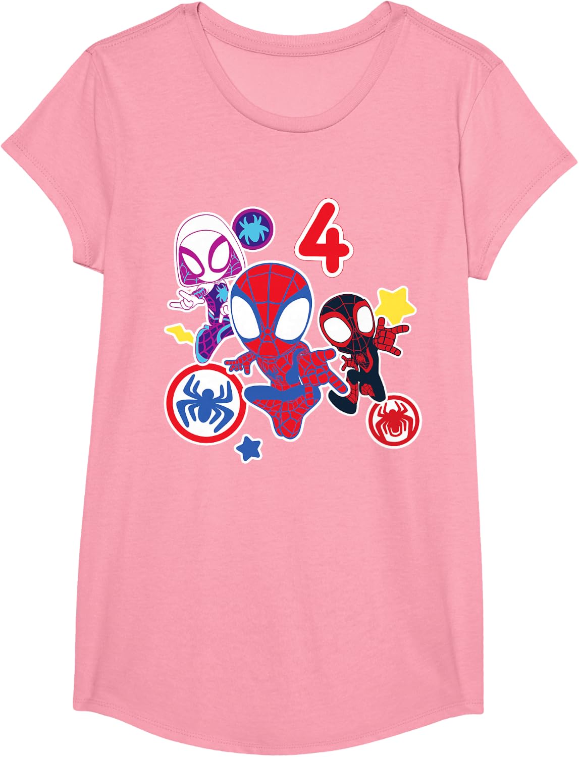 Spidey and His Amazing Friends Birthday T-Shirt for 4 Year Olds - Fun Graphic Design
