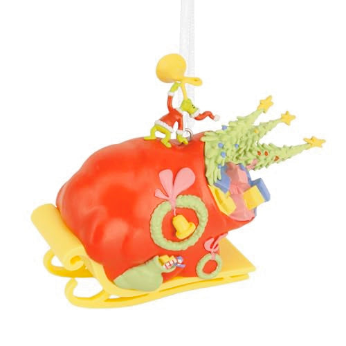 Grinch Christmas Ornament on Sleigh - Hallmark Resin Decor