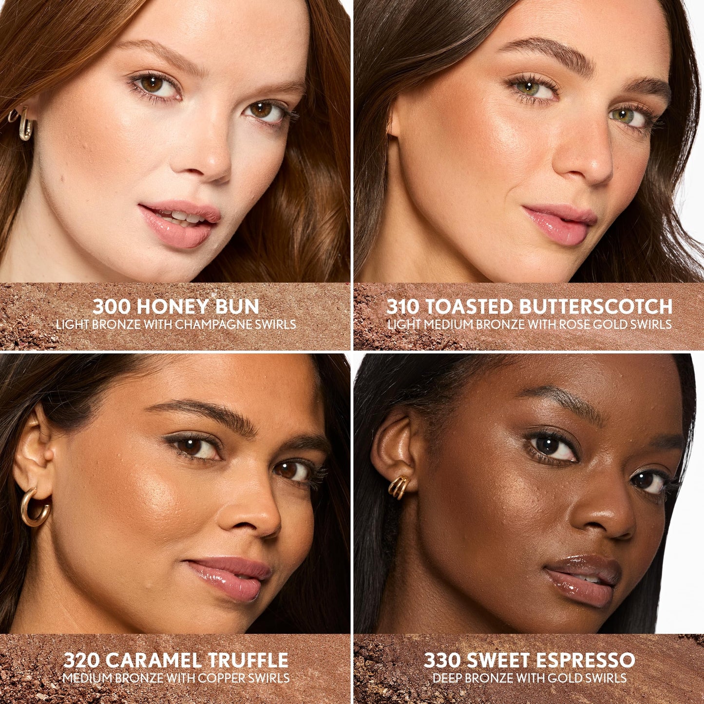 COVERGIRL TruBlend Skin Enhancer Baked Luminous Bronzer, with Hyaluronic Acid & White Rose Extract, Blends Seamlessly - 300 Honey Bun (Light Bronze with Champagne Swirls)