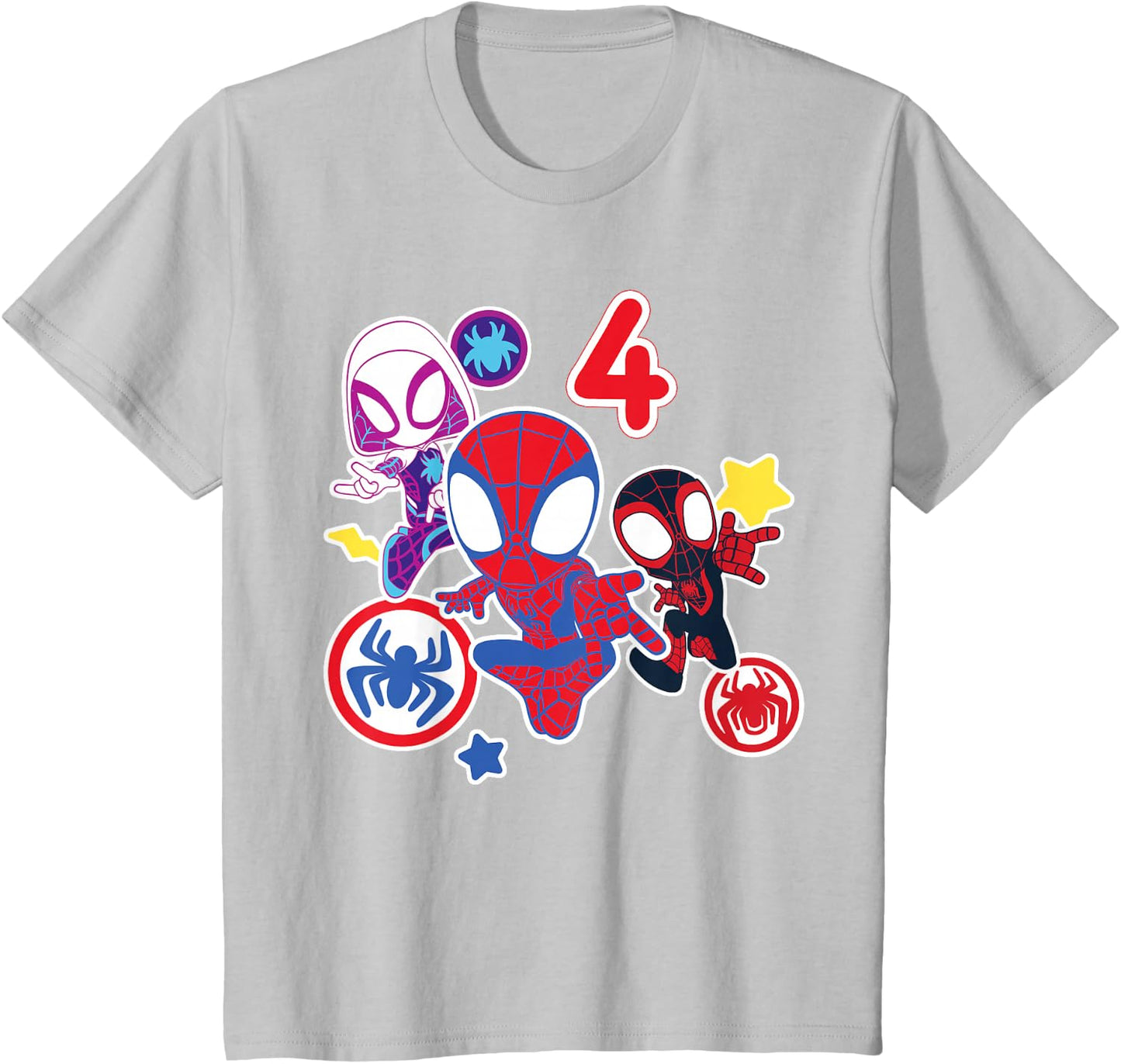 Spidey and His Amazing Friends Birthday T-Shirt for 4 Year Olds - Fun Graphic Design