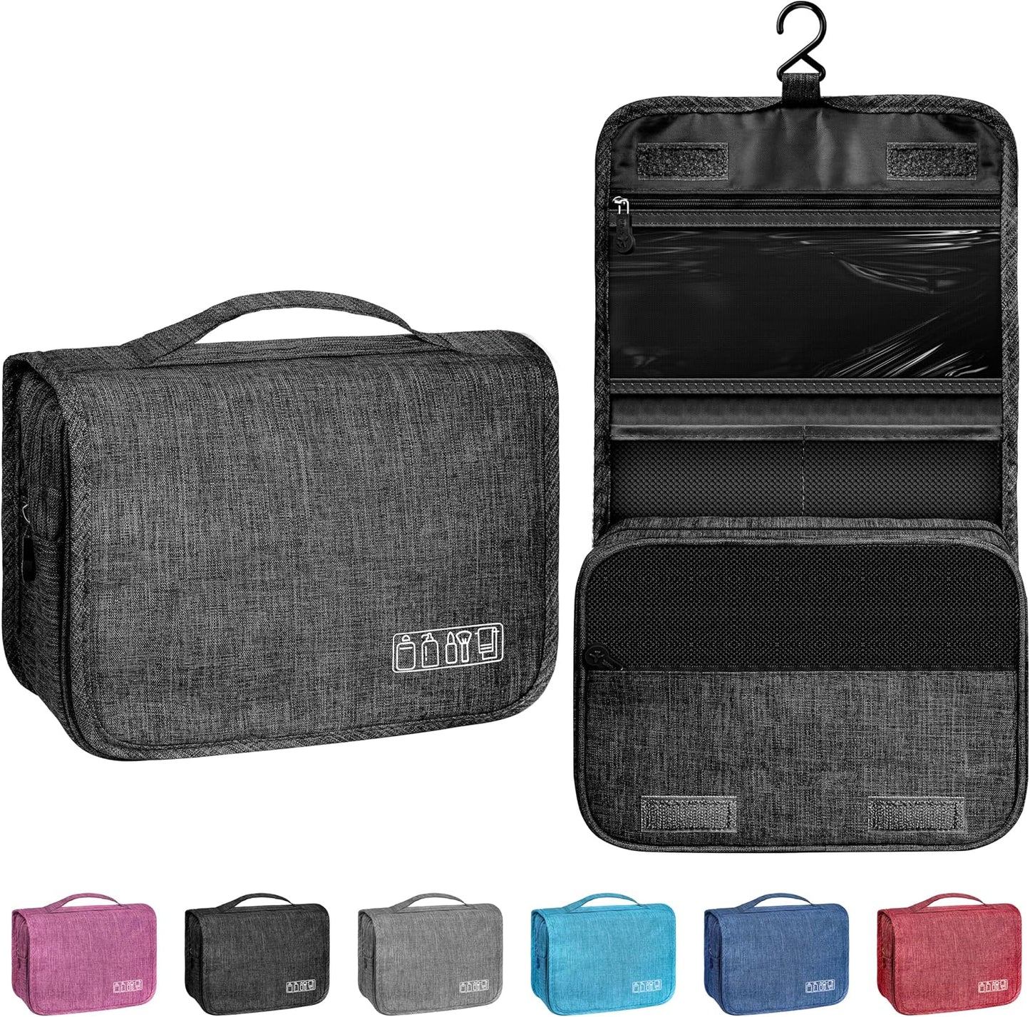 Toiletry Bag - Waterproof Hanging Travel Organizer for Men & Women | Small Cosmetic Makeup Bag (Grey)