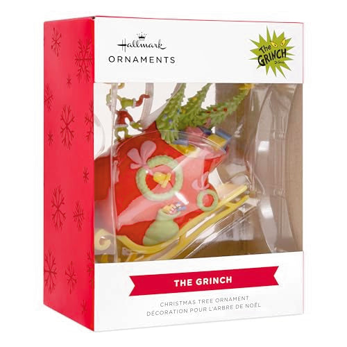 Grinch Christmas Ornament on Sleigh - Hallmark Resin Decor