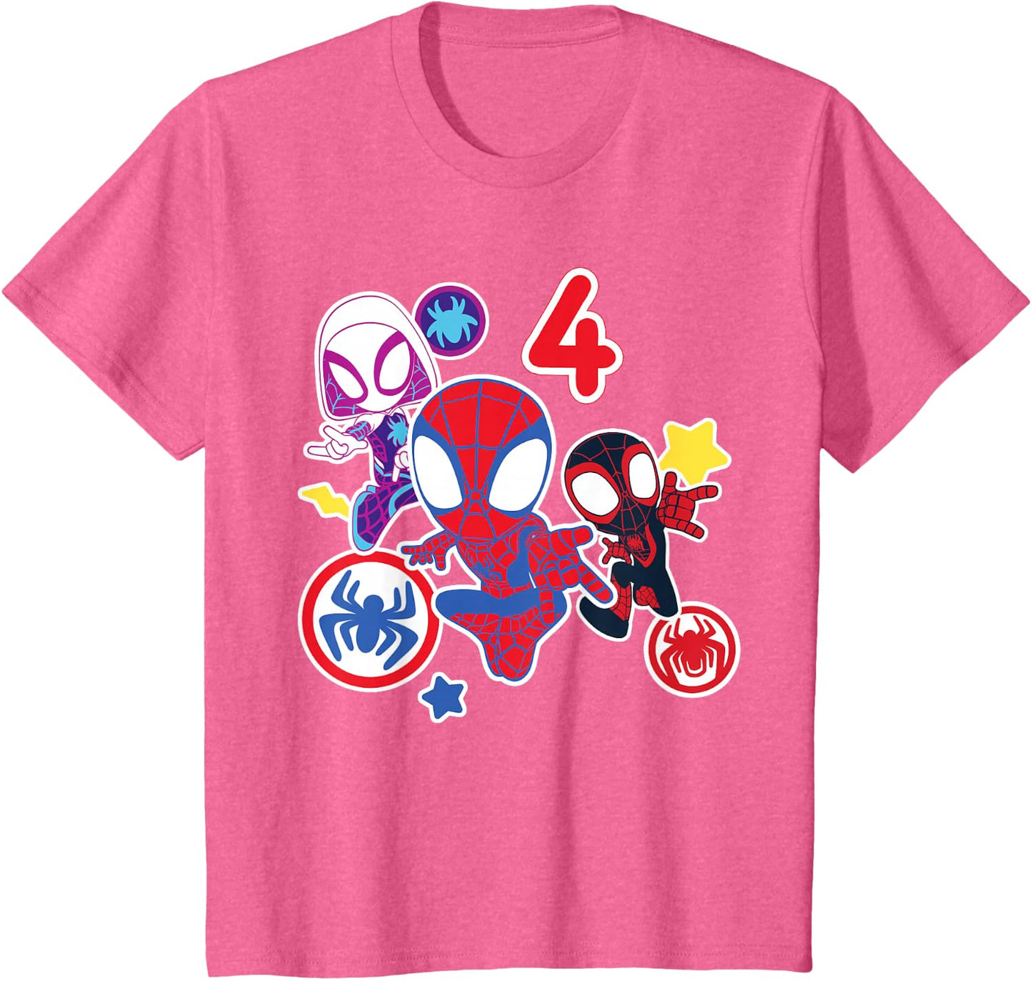 Spidey and His Amazing Friends Birthday T-Shirt for 4 Year Olds - Fun Graphic Design