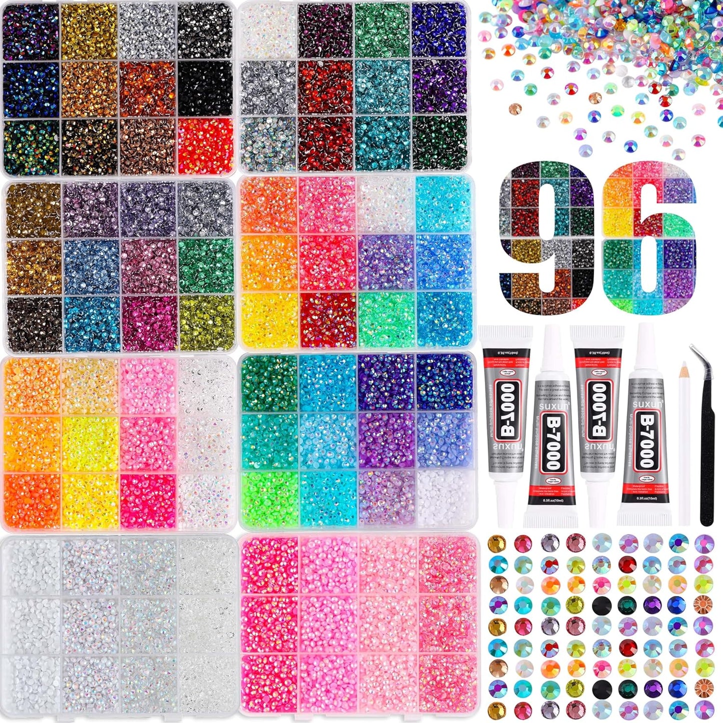 Bedazzling Kit - 60000 Flatback Resin Rhinestones | Sparkling Gems for Nail Art, Crafts & DIY Projects