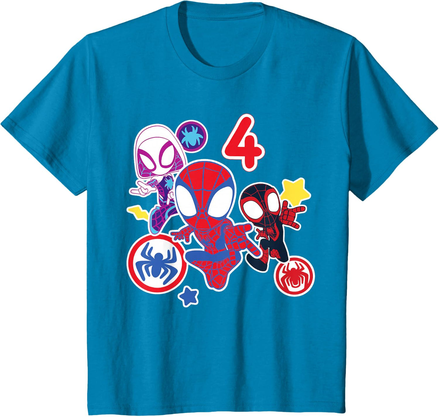 Spidey and His Amazing Friends Birthday T-Shirt for 4 Year Olds - Fun Graphic Design