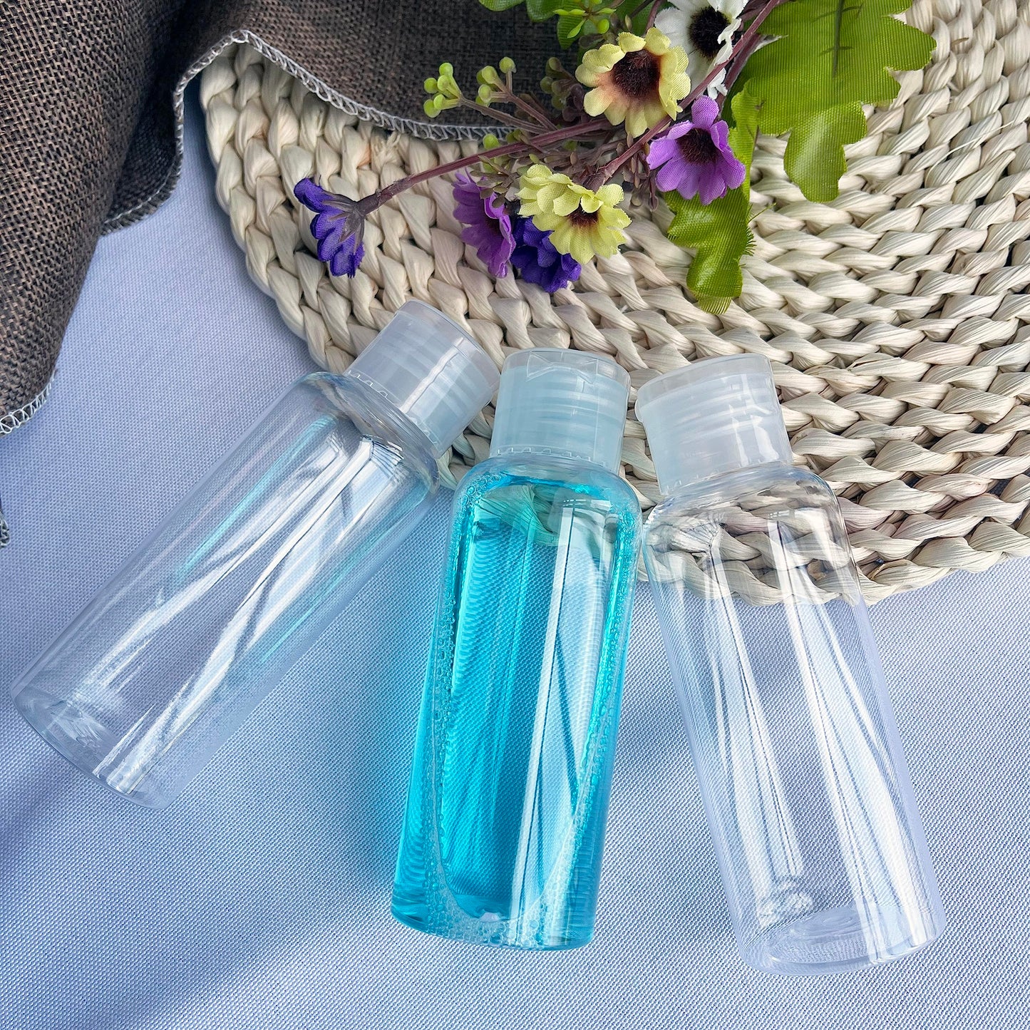 DNSEN 5 Pack 3.4oz Empty Plastic Travel Bottles for Toiletries TSA Approved Leak Proof Squeezable Travel Size Containers Travel Essentials Accessories, clear