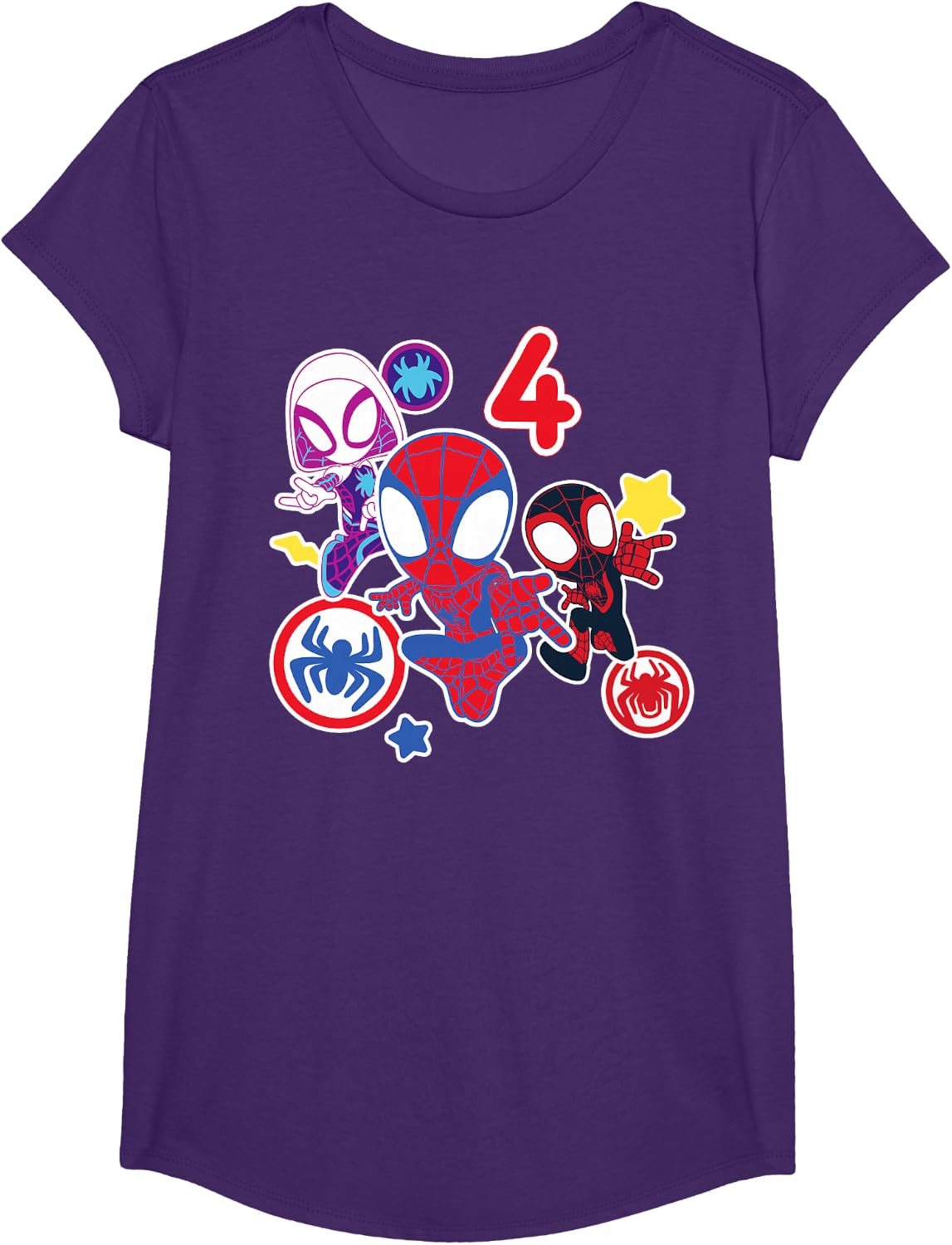 Spidey and His Amazing Friends Birthday T-Shirt for 4 Year Olds - Fun Graphic Design