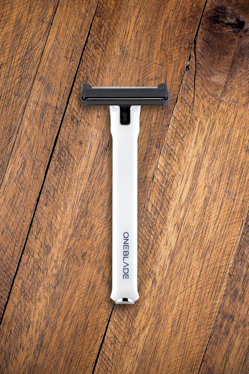 OneBlade Core Safety Razor for Fine Hair - Includes Stand & 10 Premium Japanese Feather Blade Refills - Introductory Level (White)