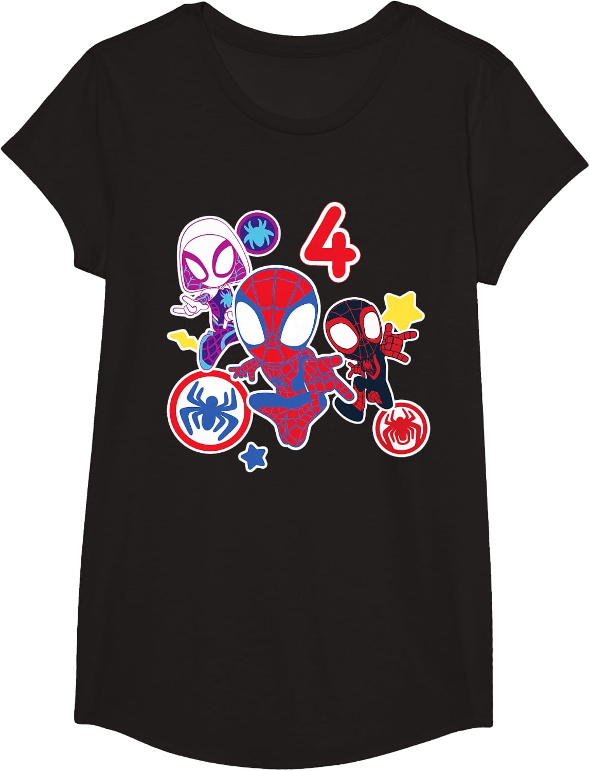 Spidey and His Amazing Friends Birthday T-Shirt for 4 Year Olds - Fun Graphic Design