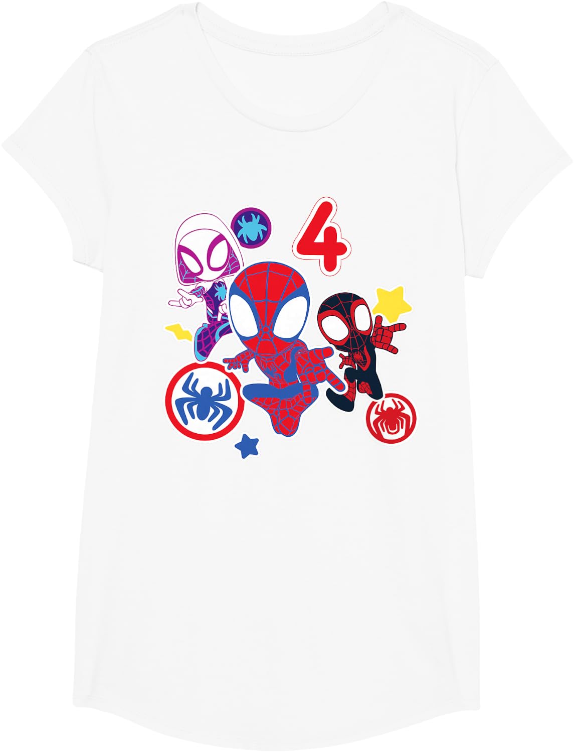Spidey and His Amazing Friends Birthday T-Shirt for 4 Year Olds - Fun Graphic Design