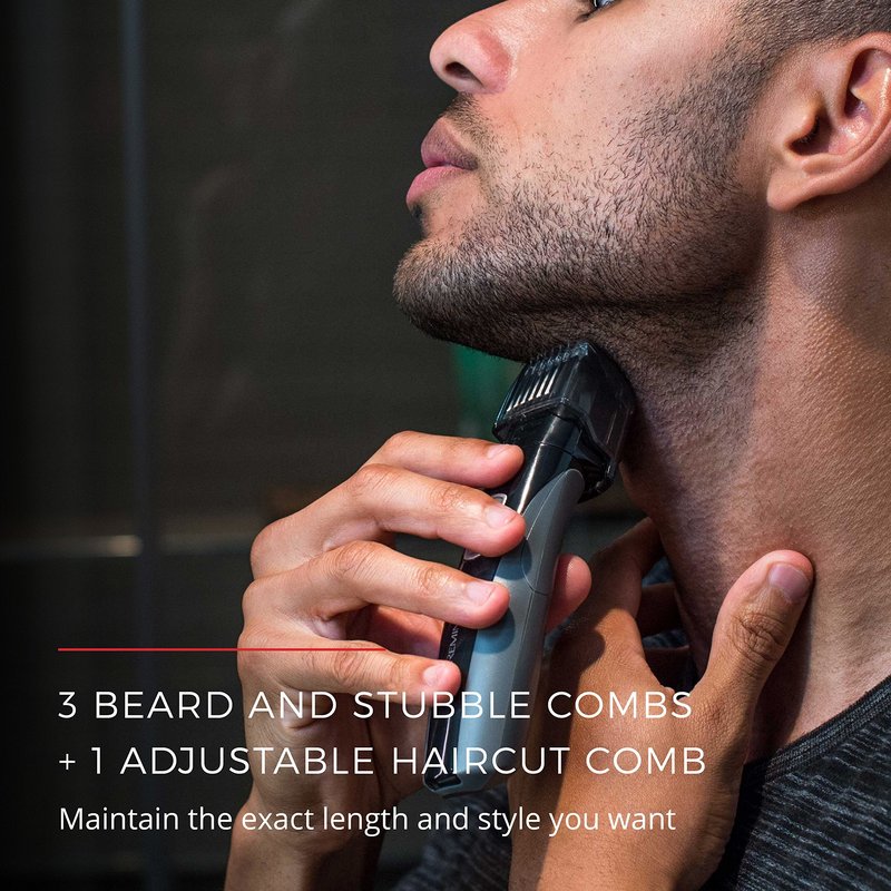 Remington Head to Toe Advanced Rechargeable Powered Body Groomer Kit, Beard Trimmer (10 Pieces), 6.3 Inch, Black