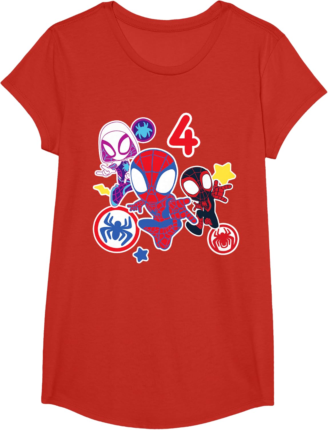 Spidey and His Amazing Friends Birthday T-Shirt for 4 Year Olds - Fun Graphic Design