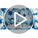 Royal Blue Paper Flower Fans - 8Pcs for Birthday & Baby Shower Decor