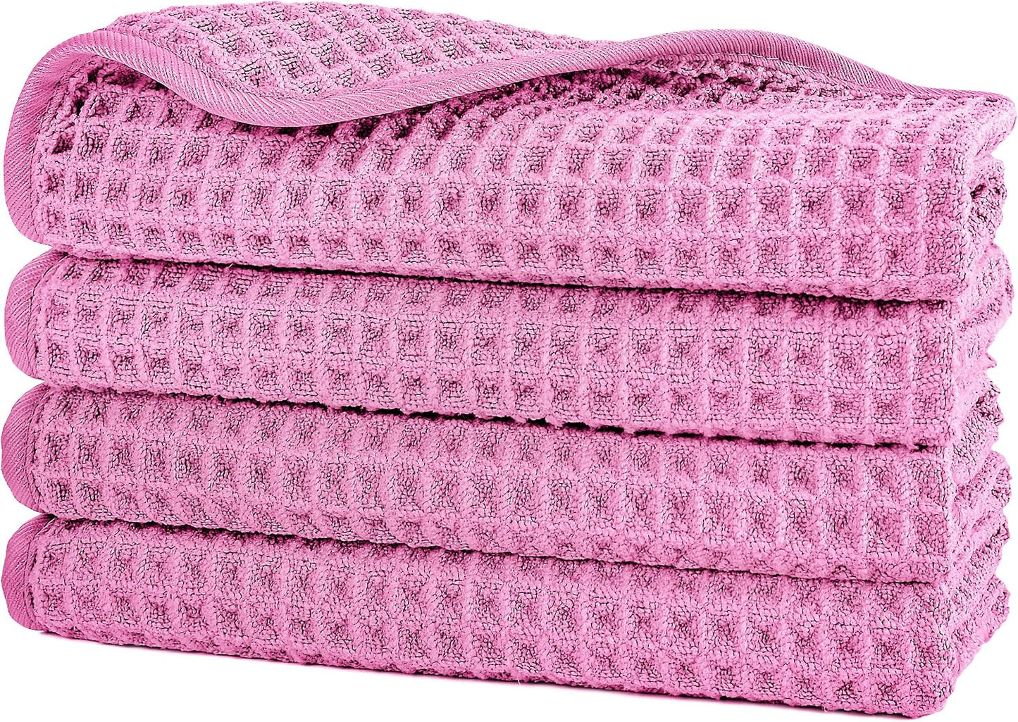 Microfiber Washcloths - Lint-Free Face Towels, 430 GSM | 13 x 13 in, 4 Pack - Waffle Weave