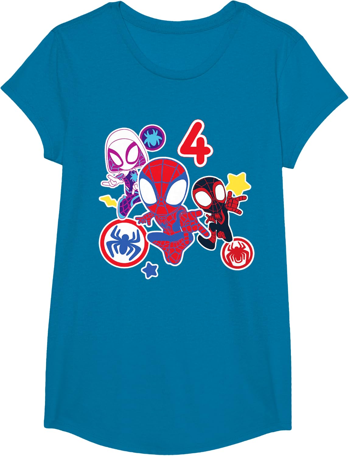 Spidey and His Amazing Friends Birthday T-Shirt for 4 Year Olds - Fun Graphic Design