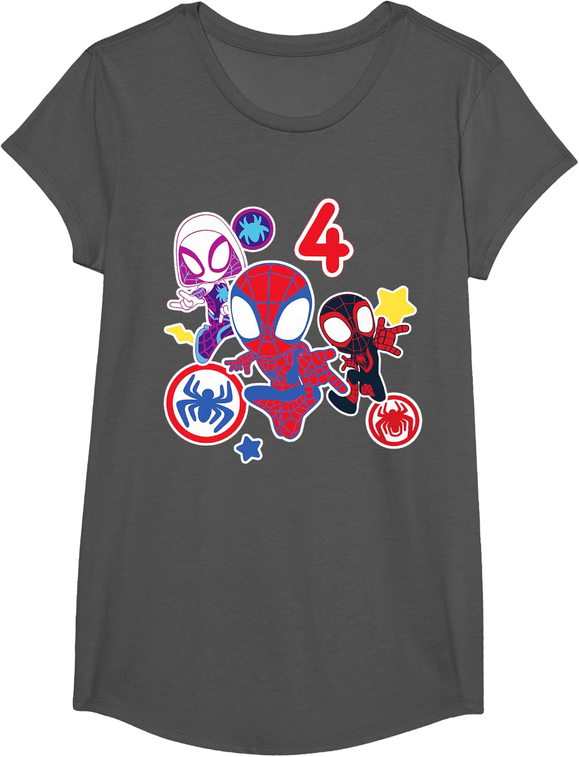 Spidey and His Amazing Friends Birthday T-Shirt for 4 Year Olds - Fun Graphic Design