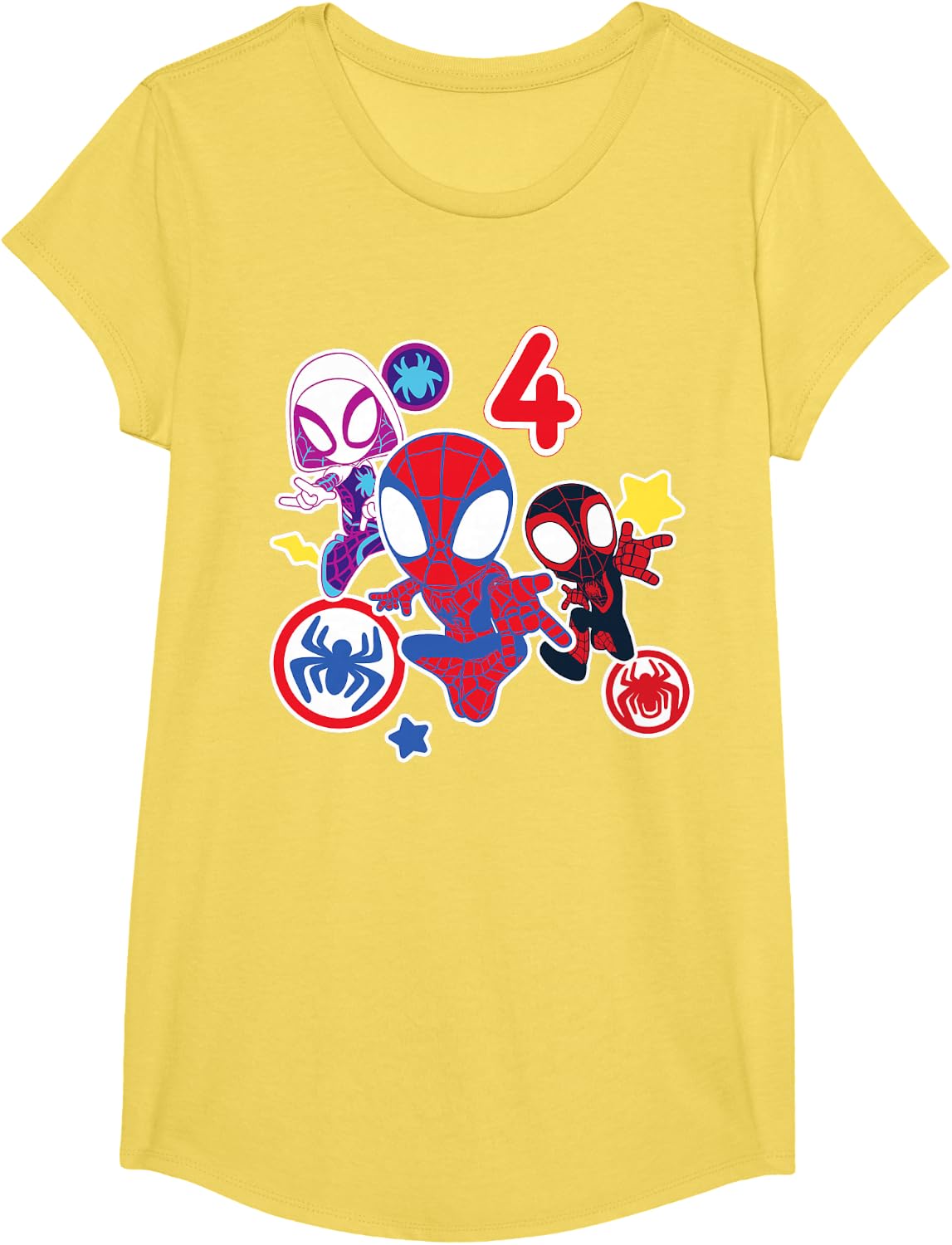 Spidey and His Amazing Friends Birthday T-Shirt for 4 Year Olds - Fun Graphic Design