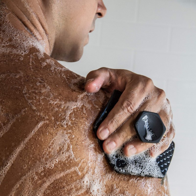 TOOLETRIES Body Scrubber - Exfoliates & Deep Cleans - Silicone Shower & Bathroom Accessory with Bespoke Bristles and Ergonomic Handles - Charcoal