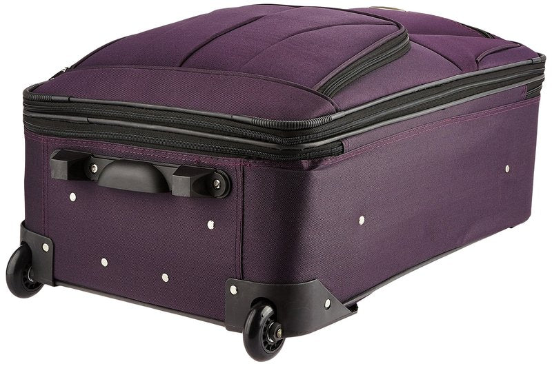 Rockland Fashion Softside 4 Piece Luggage Set, Expandable, (14" Tote/19"/24"/28"), Purple