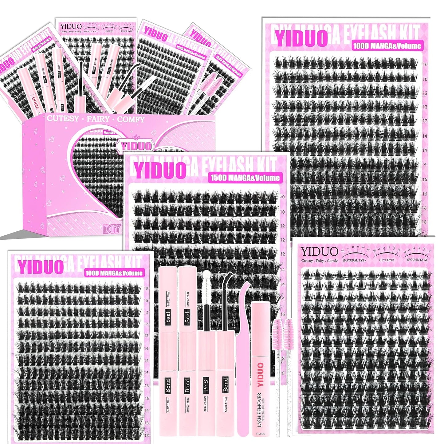 Lash Clusters Kit - 770 Pcs Faux Mink Volume Extensions | 5 Styles for DIY Home Use