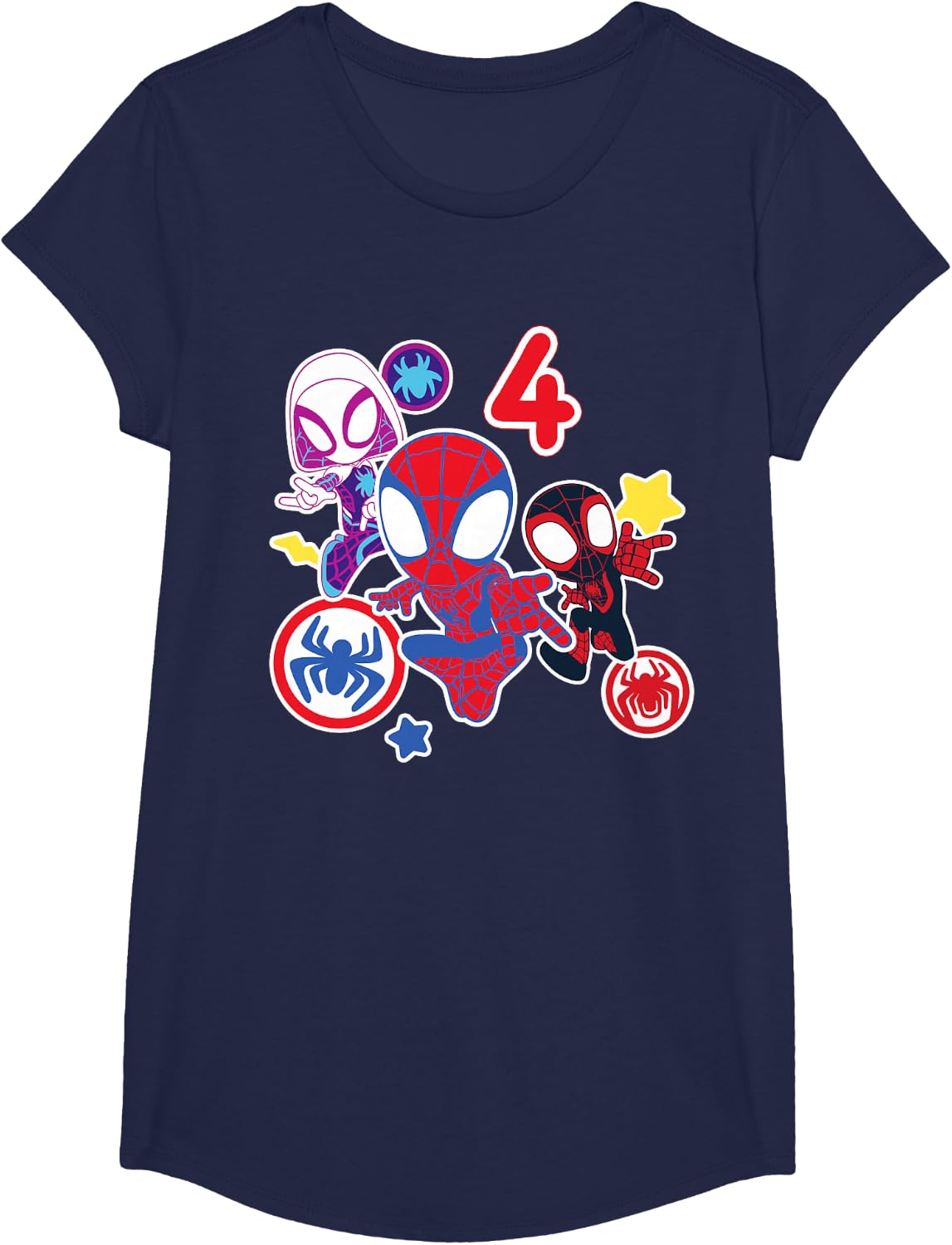 Spidey and His Amazing Friends Birthday T-Shirt for 4 Year Olds - Fun Graphic Design