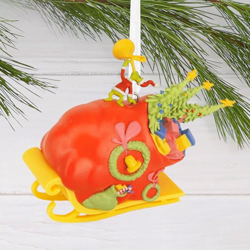 Grinch Christmas Ornament on Sleigh - Hallmark Resin Decor