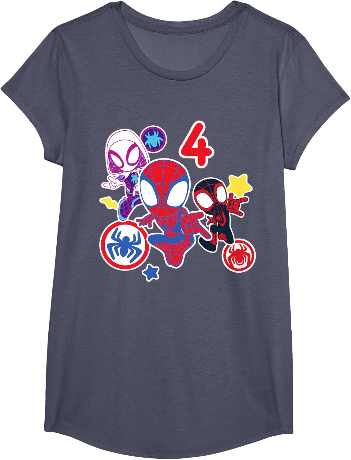 Spidey and His Amazing Friends Birthday T-Shirt for 4 Year Olds - Fun Graphic Design