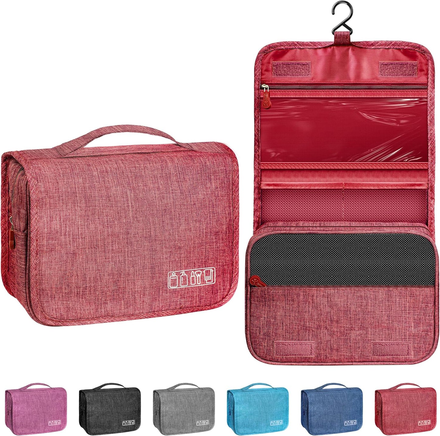 Toiletry Bag - Waterproof Hanging Travel Organizer for Men & Women | Small Cosmetic Makeup Bag (Grey)