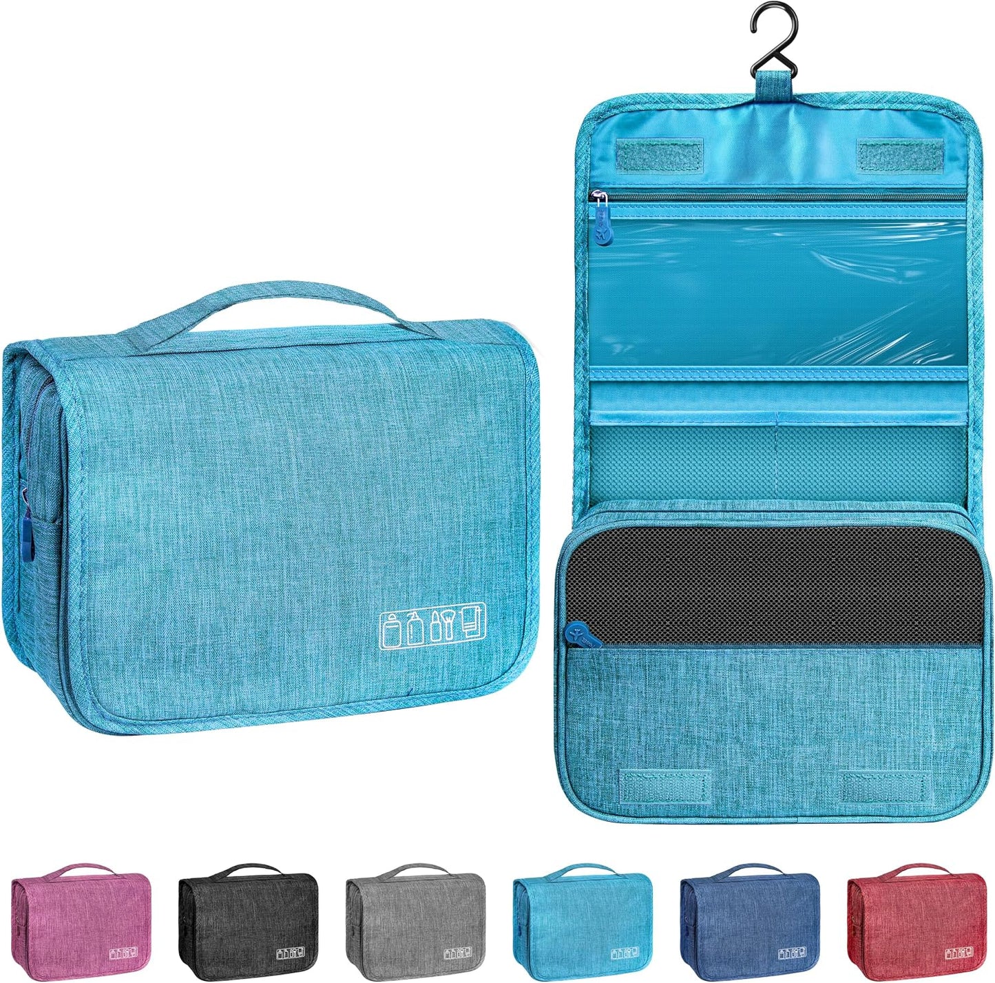 Toiletry Bag - Waterproof Hanging Travel Organizer for Men & Women | Small Cosmetic Makeup Bag (Grey)