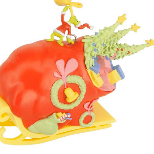 Grinch Christmas Ornament on Sleigh - Hallmark Resin Decor