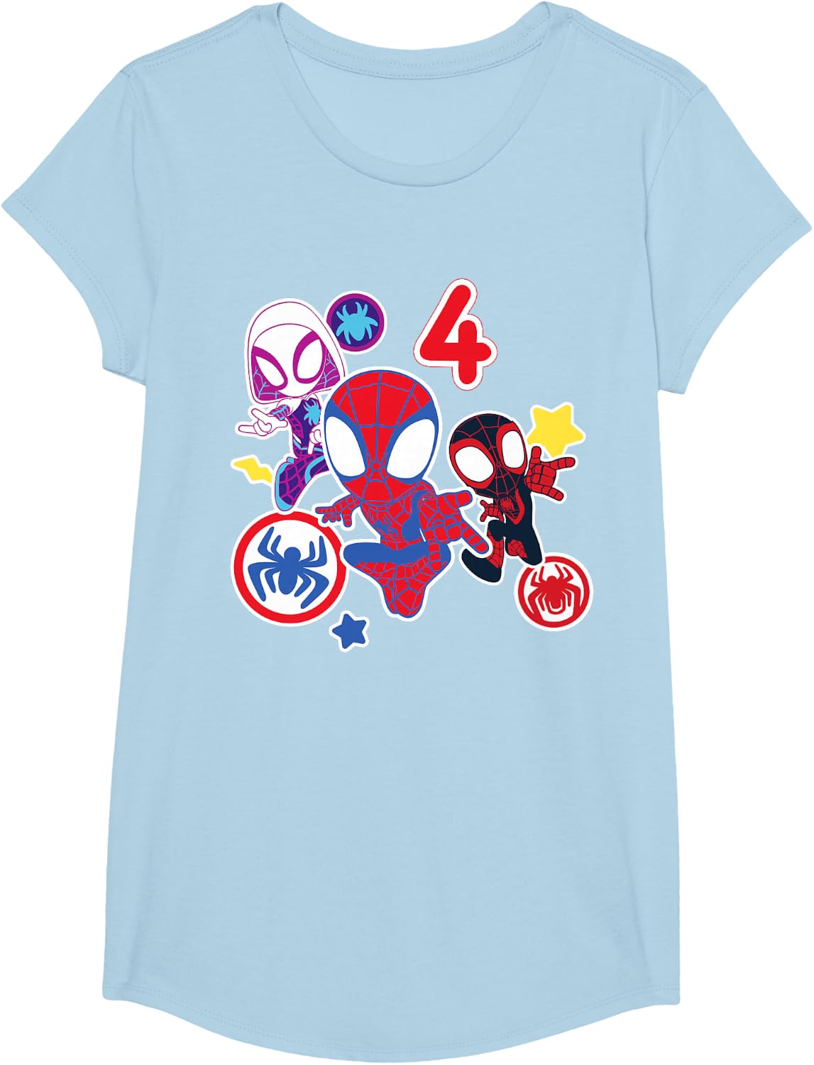 Spidey and His Amazing Friends Birthday T-Shirt for 4 Year Olds - Fun Graphic Design