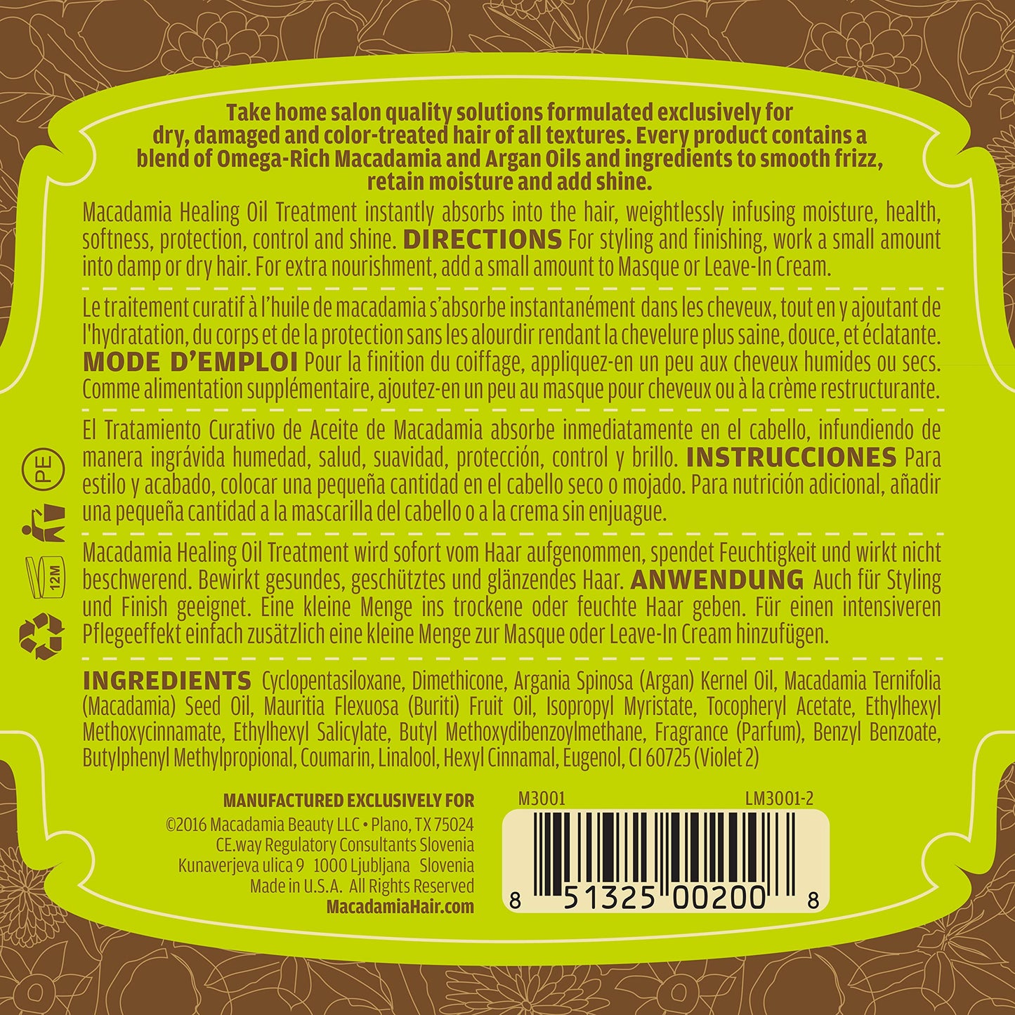 Macadamia Natural Oil Healing Treatment – Nourishing Hair Oil for Dry Damaged Hair, Hydrating Argan Serum, Frizz Control Shine, Glass Bottle, 4.2 fl oz
