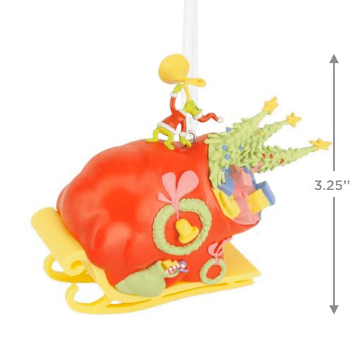 Grinch Christmas Ornament on Sleigh - Hallmark Resin Decor