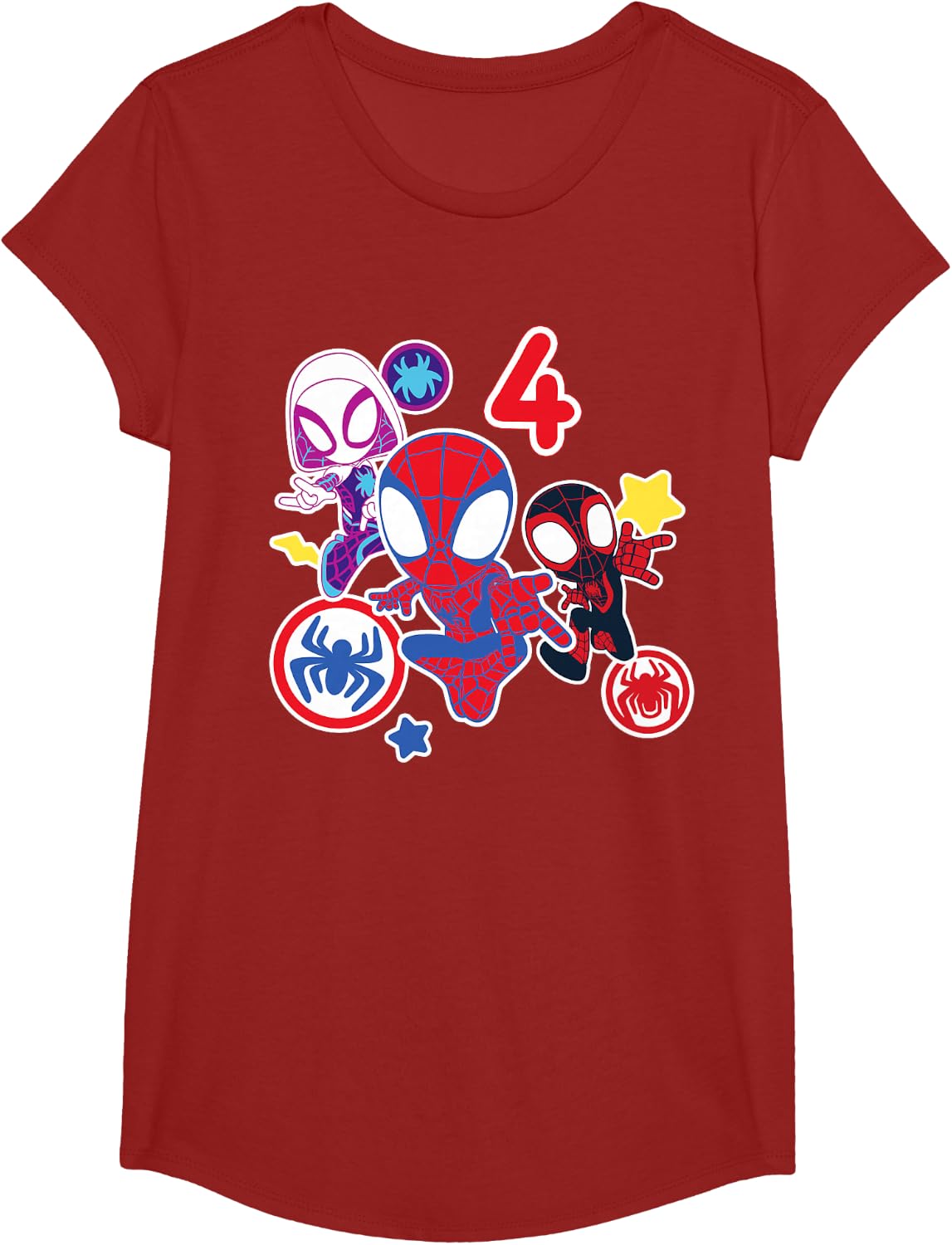 Spidey and His Amazing Friends Birthday T-Shirt for 4 Year Olds - Fun Graphic Design