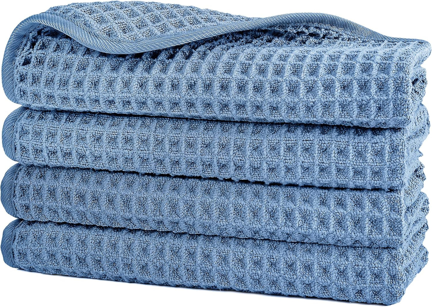 Microfiber Washcloths - Lint-Free Face Towels, 430 GSM | 13 x 13 in, 4 Pack - Waffle Weave