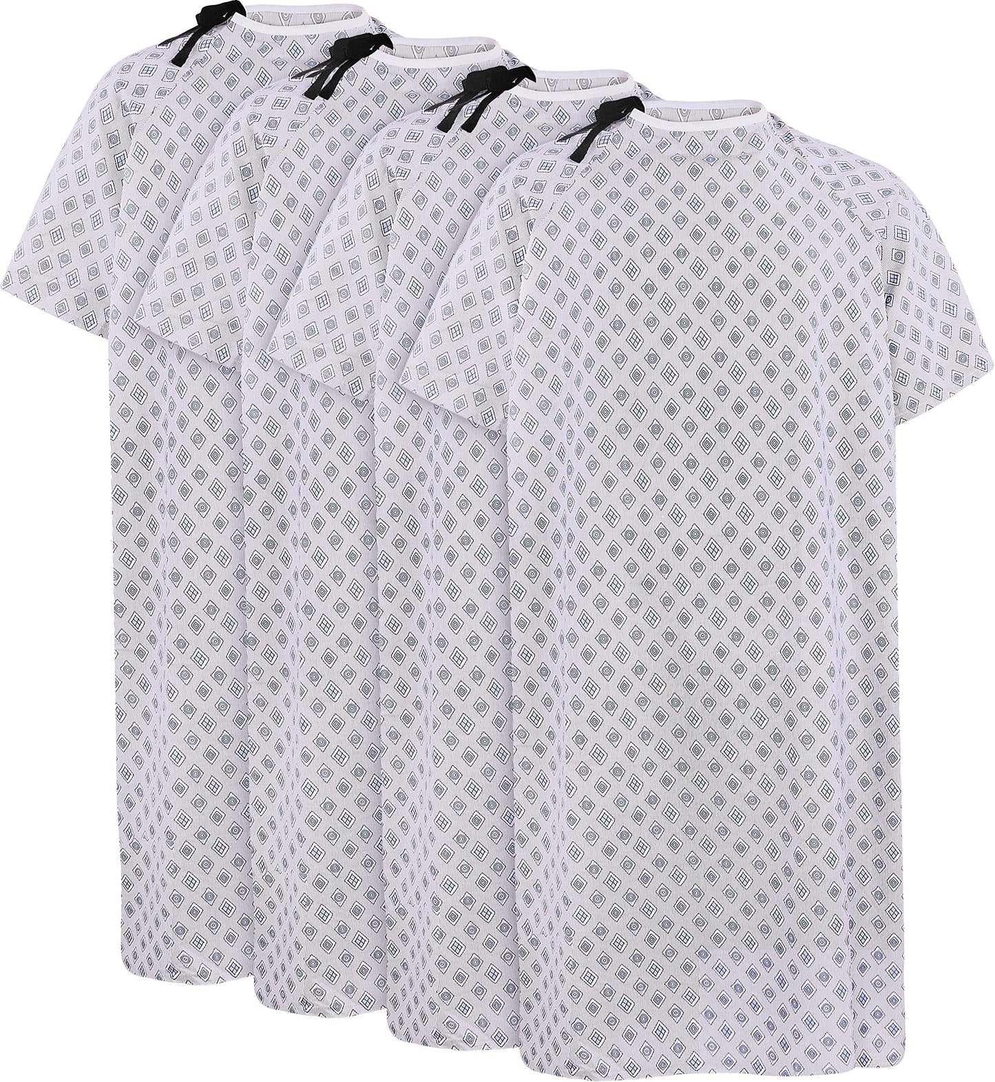 Utopia Care 4 Pack Unisex Hospital Gowns, Long Length Patient Gowns with Back Tie, Comfortably Fits Sizes up to 2XL, Pack of 4, Blue Red Diamond