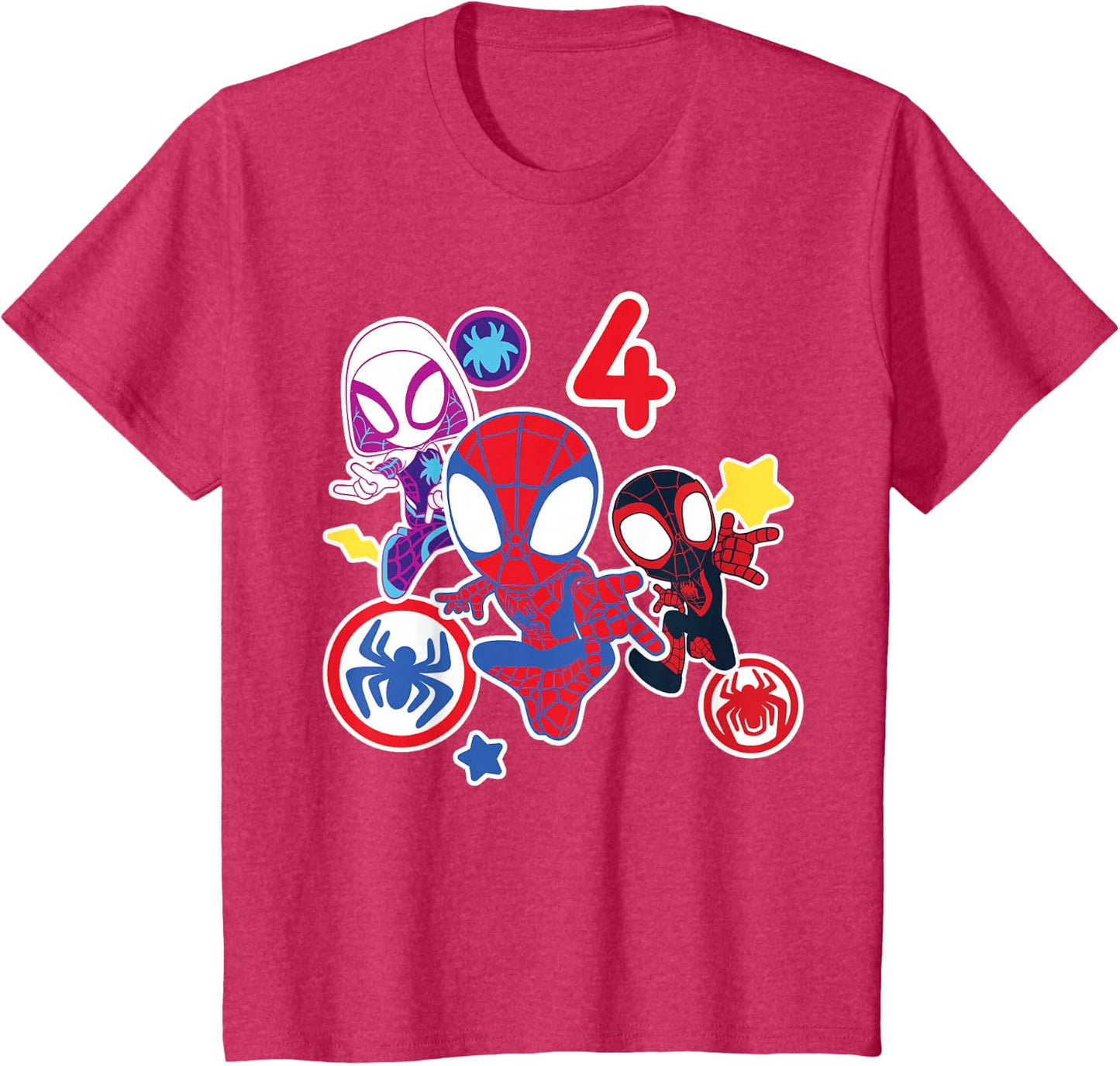 Spidey and His Amazing Friends Birthday T-Shirt for 4 Year Olds - Fun Graphic Design