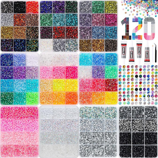 75000PCS Bedazzling Kit - 3mm Flatback Resin Rhinestones for Nail Art, Crafts & DIY Decoration | Multicolor Gems Set