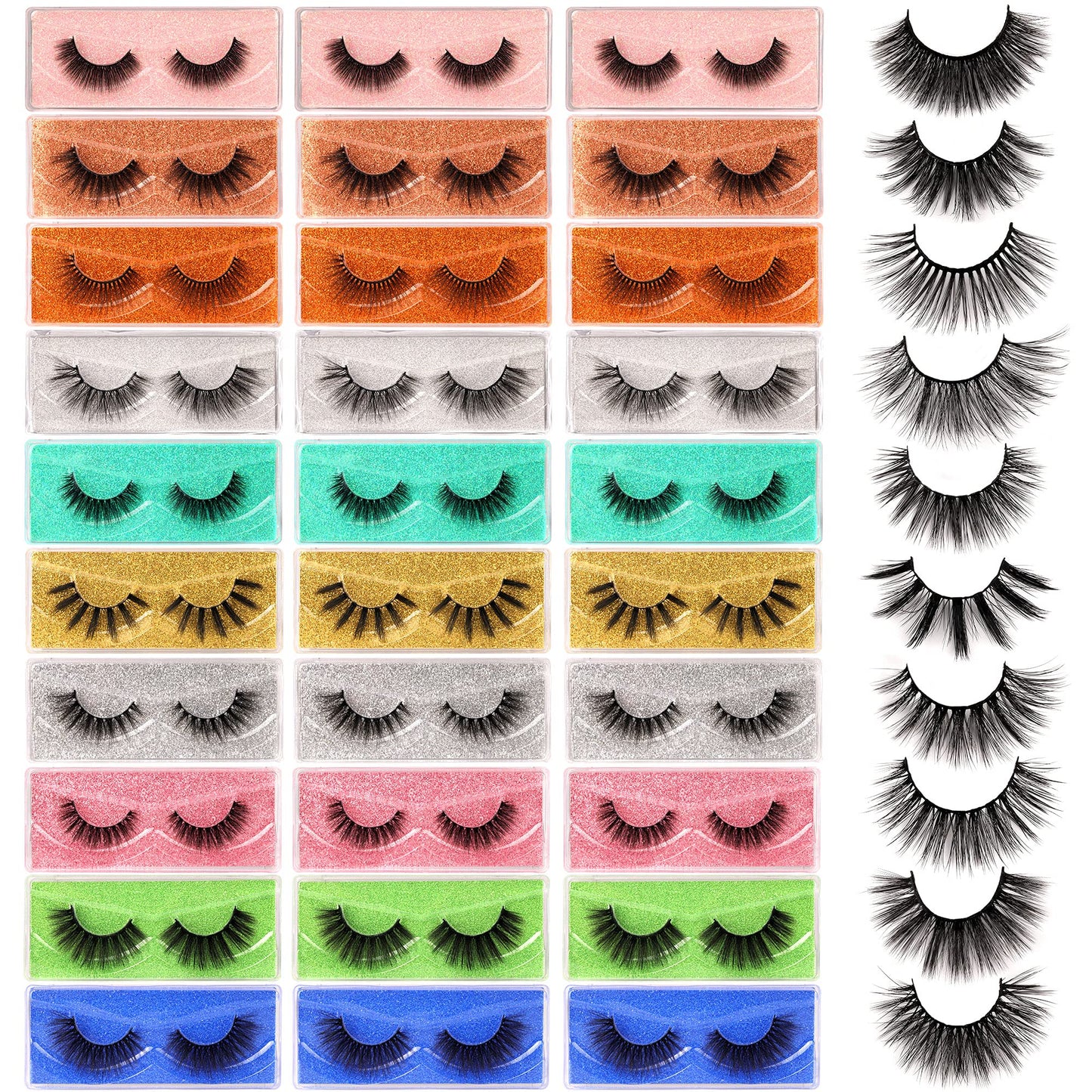 False Eyelashes 30 Pairs Natural 3D Faux Mink Lashes Pack Handmade Eye Lashes Wholesale 10 Styles