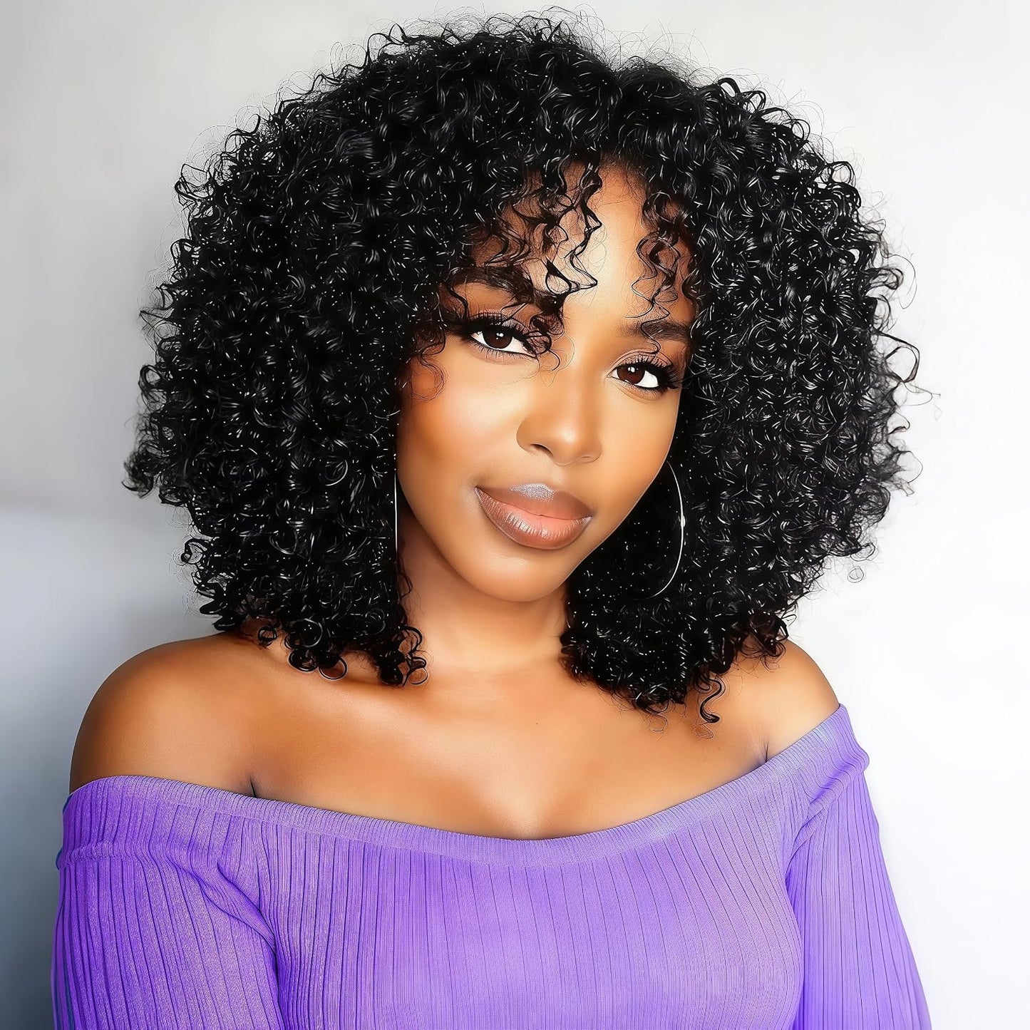Burmese Curly Half Wig - 200% Density Human Hair | 14-Inch Glueless Flip Over for Black Women