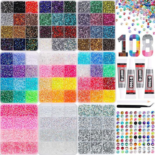 Bedazzling Kit - 67500PCS Multicolor Flatback Resin Rhinestones for Nail Art, Crafts & DIY Decoration