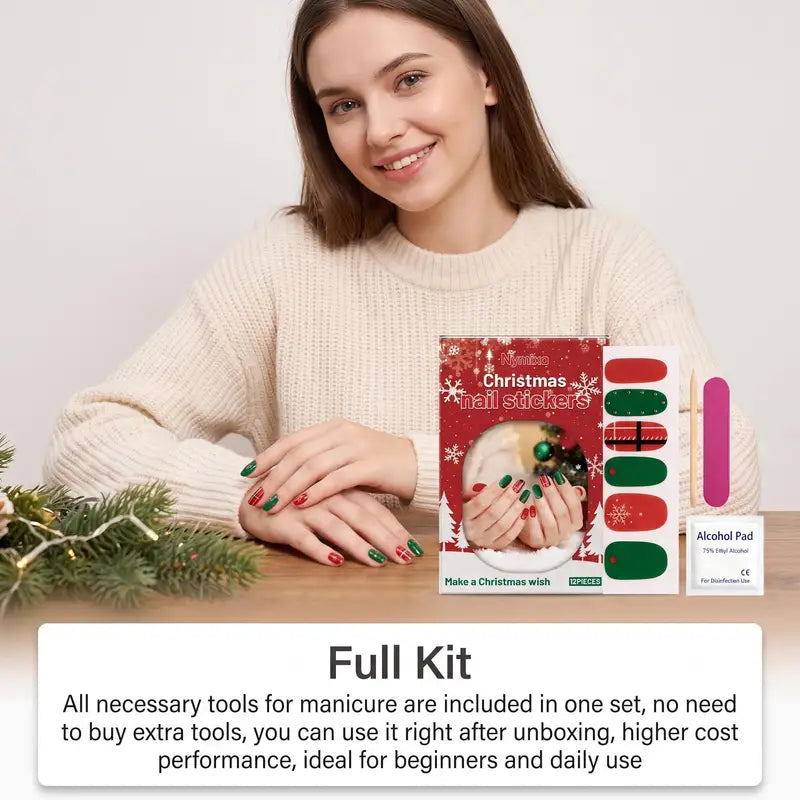 Nymixa Christmas Star Wish Soft Gel Nail Stickers Set Semi Cured DIY