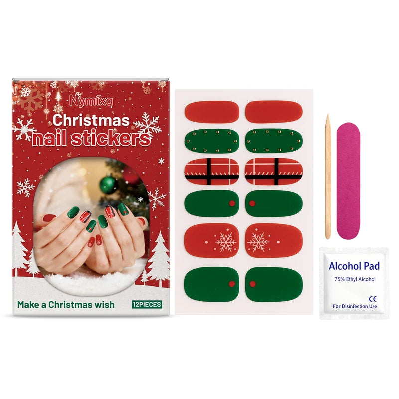 Nymixa Christmas Star Wish Soft Gel Nail Stickers Set Semi Cured DIY