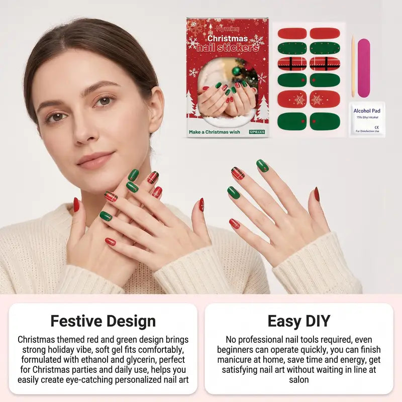 Nymixa Christmas Star Wish Soft Gel Nail Stickers Set Semi Cured DIY