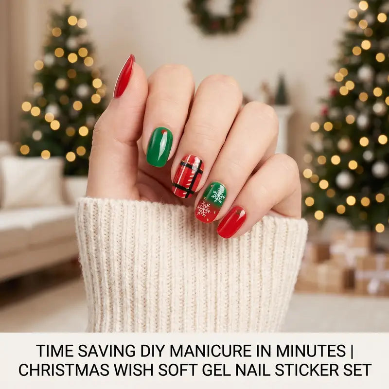 Nymixa Christmas Star Wish Soft Gel Nail Stickers Set Semi Cured DIY