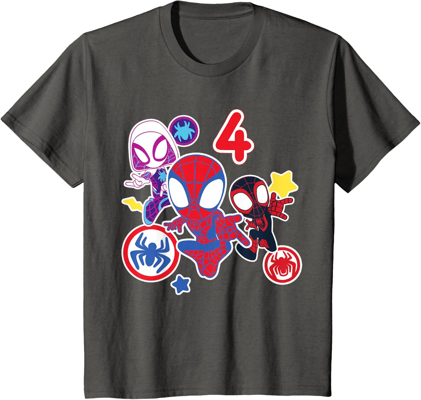 Spidey and His Amazing Friends Birthday T-Shirt for 4 Year Olds - Fun Graphic Design