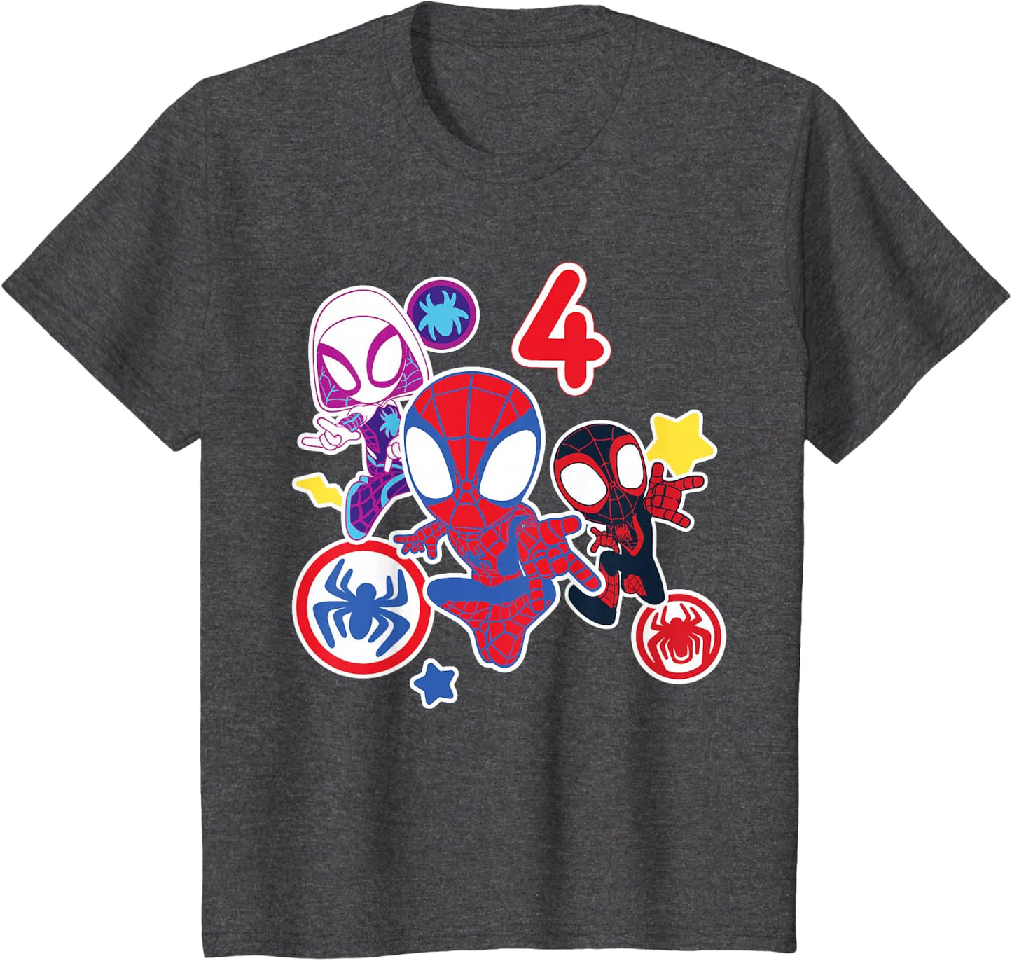 Spidey and His Amazing Friends Birthday T-Shirt for 4 Year Olds - Fun Graphic Design